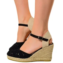 Sandali Espadrillas Platform in Corda in Pizzo