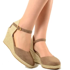 Sandali Espadrillas Platform in Corda Taupe in Similpelle