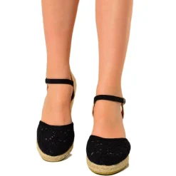 Sandali Espadrillas Platform in Corda in Pizzo