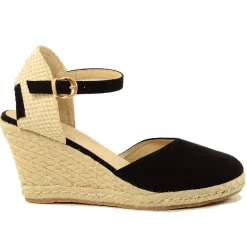 Sandali Espadrillas Platform in Corda Neri in Similpelle