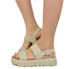 Sandali Intrecciati in Pelle color Beige e Suola in Memory Foam