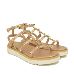 Sandali Similpelle Platform Borchiati Borchie e Strass Caffènero Rosa