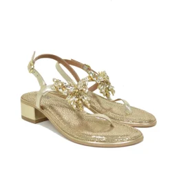 Silver Women's Sandals in Suede Leather with Rhinestones Made in Italy