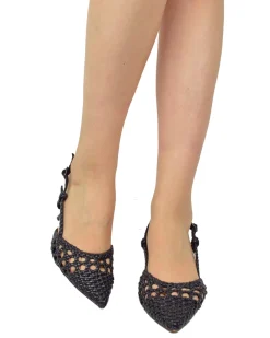 Slingback Caffènero Intrecciate Tacco 6 cm Scarpe da Cerimonia Nere