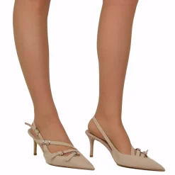 Slingbacks DIVINE FOLLIE Suede Silver Buckles 7 cm Heel Blush