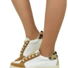 Sneakers con Bottoni Leopardate in Pelle e Camoscio Vera Pelle DIVINE