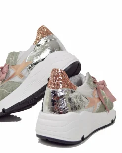 Sneakers DIVINE FOLLIE in Denim Primavera Estate Verde Rosa Glitterate