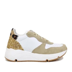 Sneakers Donna con Glitter Pelle Scamosciata animalier