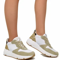 Sneakers Donna con Glitter Pelle Scamosciata animalier