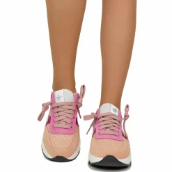 Sneakers Glitter in Pelle Scamosciata Pink Fondo Platform Morbido