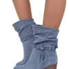 Soft Perforated Ankle Boots – Summer Suede Booties – 7 cm Heel – Denim
