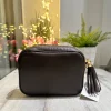 Square Bag with Tassel and Zip GENUINE LEATHER Dark Brown with shoulde