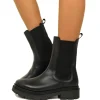 Stivaletti Beatles con Inserti Elasticizzati in Pelle Nera