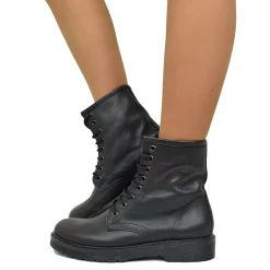 Stivaletti Donna Anfibi Neri Made in Italy