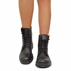 Stivaletti Donna Anfibi Neri Made in Italy