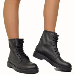 Stivaletti Donna Anfibi Neri Made in Italy
