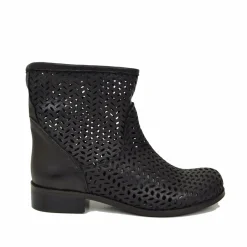 Stivaletti Donna Traforati in Pelle Neri Made in Italy
