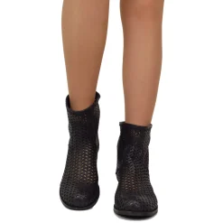 Stivaletti Donna Traforati in Pelle Neri Made in Italy