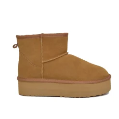 Stivaletti Platform Camel in Pelle Scamosciata Imbottiti in Lana