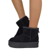 Stivaletti Platform Total Black in Pelle Scamosciata Imbottiti in Vera