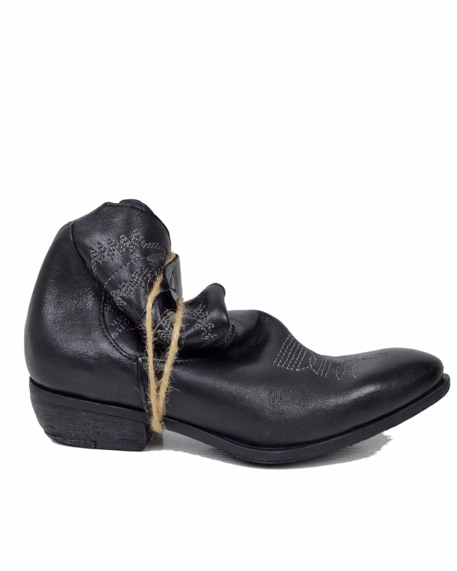 Stivaletti Texani con Zip Pelle Nero