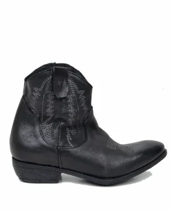 Stivaletti Texani con Zip Pelle Nero