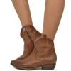 Stivaletti Texani Donna con Zip in Pelle Marrone Vintage