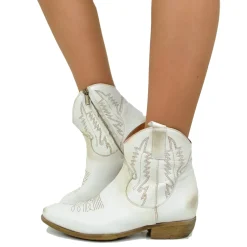 Stivaletti Texani Donna color Bianco in Pelle Made in Italy