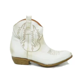 Stivaletti Texani Donna color Bianco in Pelle Made in Italy