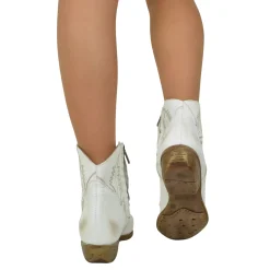 Stivaletti Texani Donna color Bianco in Pelle Made in Italy