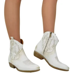 Stivaletti Texani Donna color Bianco in Pelle Made in Italy