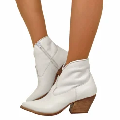 Stivaletti Texani Donna Estivi in Pelle Bianchi Made in Italy