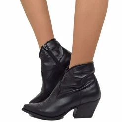 Stivaletti Texani Donna Estivi in Pelle Neri Made in Italy
