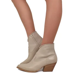 Stivaletti Texani Donna Estivi Sfoderati in Vera Pelle Taupe Made in I