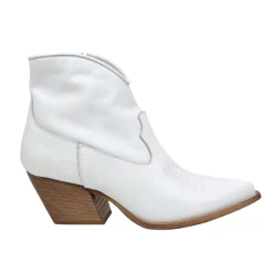 Stivaletti Texani Donna Estivi in Pelle Bianchi Made in Italy