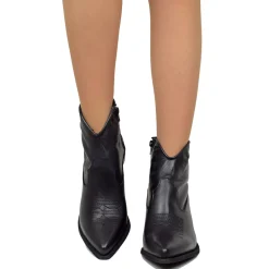 Stivaletti Texani Donna Estivi in Pelle Neri Made in Italy