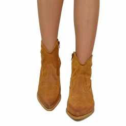 Stivaletti Texani Donna Estivi in Pelle scamosciata Cuoio