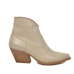 Stivaletti Texani Donna Estivi Sfoderati in Vera Pelle Taupe Made in I
