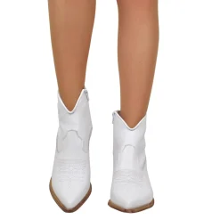 Stivaletti Texani Donna Estivi in Pelle Bianchi Made in Italy