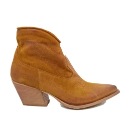 Stivaletti Texani Donna Estivi in Pelle scamosciata Cuoio