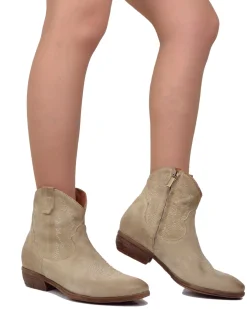 Stivaletti Texani Donna Estivi in Pelle Scamosciata Camel