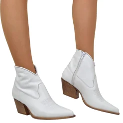 Stivaletti Texani Donna Estivi in Pelle Bianchi Made in Italy