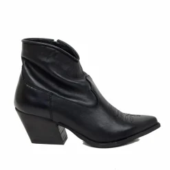 Stivaletti Texani Donna Estivi in Pelle Neri Made in Italy
