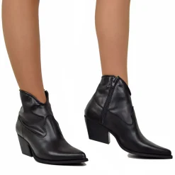 Stivaletti Texani Donna Estivi in Pelle Neri Made in Italy