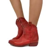 Stivaletti Texani Donna in Pelle Rossa Made in Italy