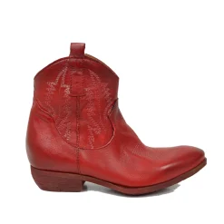 Stivaletti Texani Donna in Pelle Rossa Made in Italy