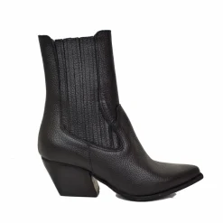 Stivaletti Texani Donna Neri in Pelle Elasticizzati Made in Italy