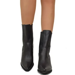 Stivaletti Texani Donna Neri in Pelle Elasticizzati Made in Italy