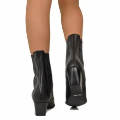 Stivaletti Texani Donna Neri in Pelle Elasticizzati Made in Italy
