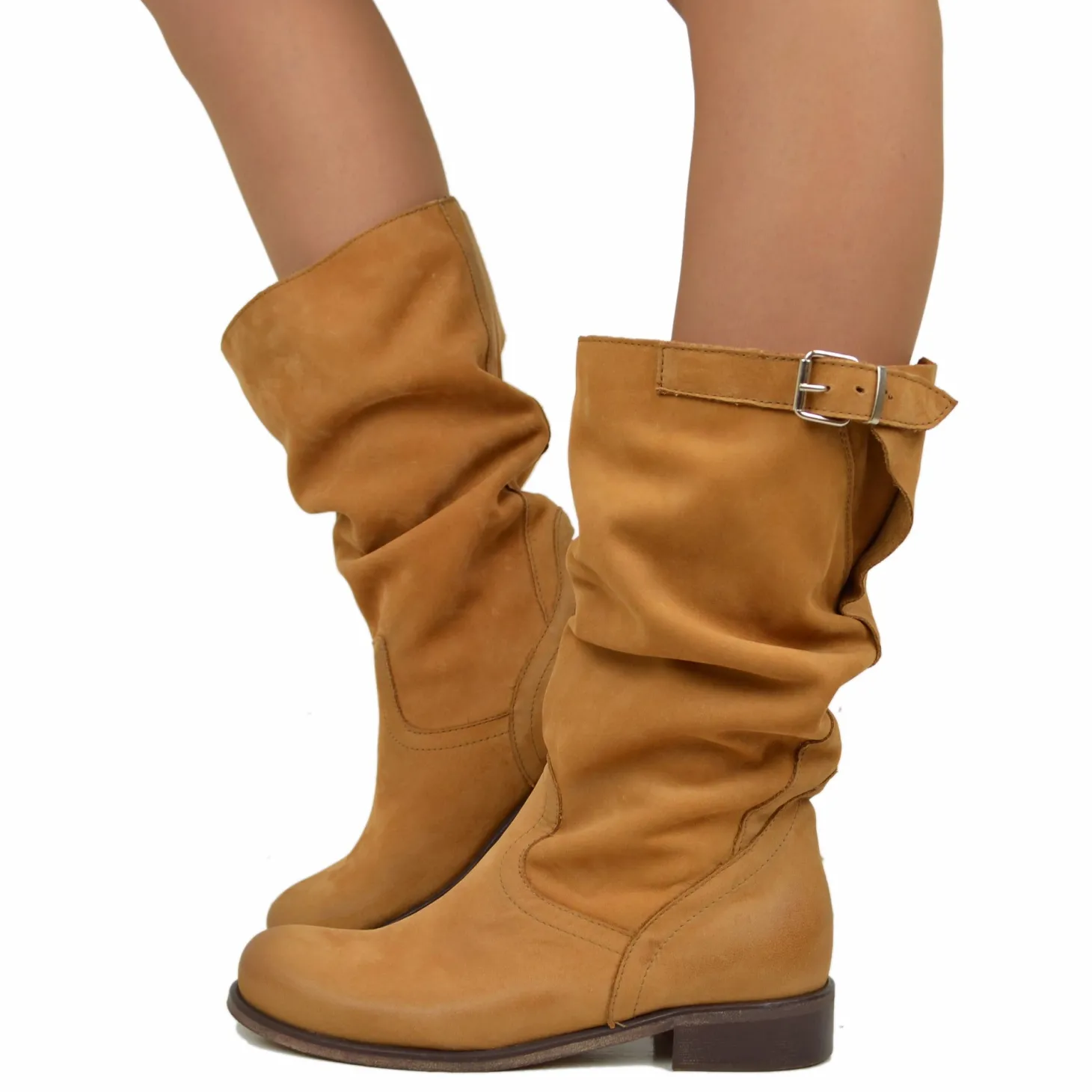Stivali Biker Basic Boots MADE IN ITALY in Pelle Cuoio